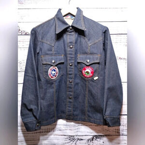 Put On Shop Sears Jean Jacket Teen Boys size 16 Patch Vintage 70's Grunge